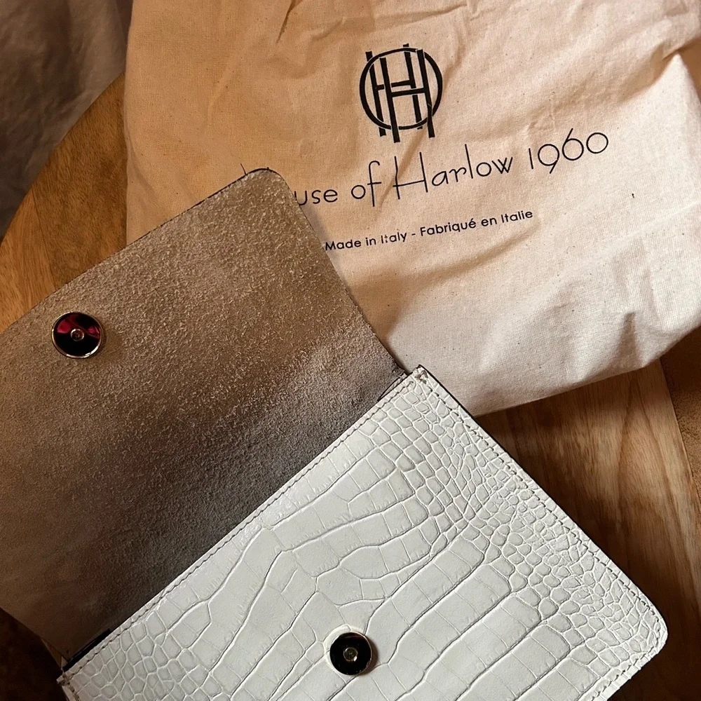 House of Harlow 1960 Croc-Embossed Bag with Gold Chain ✨Open to offers✨ - Picture 2 of 11